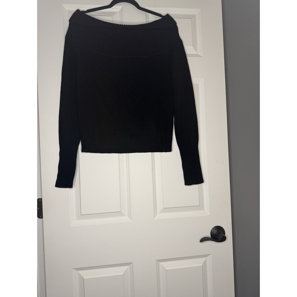 Qinsen Cowl Neck Off The Shoulder Knit Sweater Black Xl New With Tags